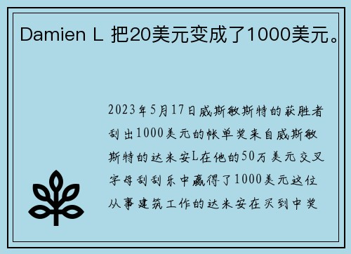 Damien L 把20美元变成了1000美元。